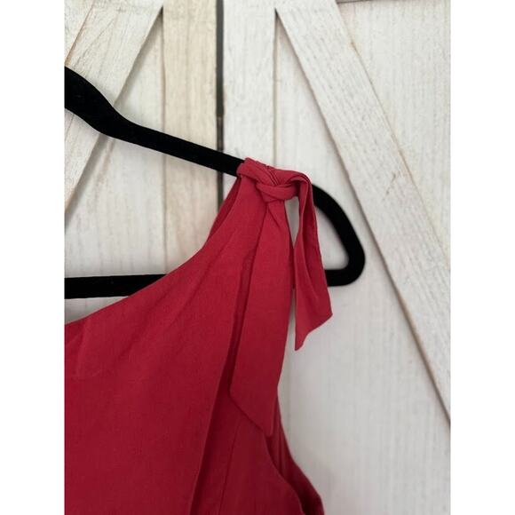 Anthropologie Maeve Dress Tie Shoulder Knee Length Size 2 Coral Pink Modest - Picture 2 of 9